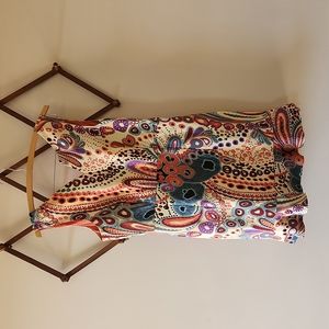 H&M abstract mini backless dress ruffle hem size 8